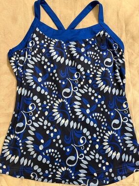 Danskin Blue Black Patterned Tank Top